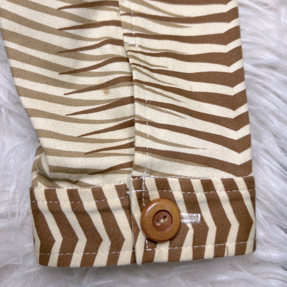 F.L. Malik Size M Brown Cream Zebra Strip Monkey Palm Tree Embroidered Blazer - Picture 5 of 5